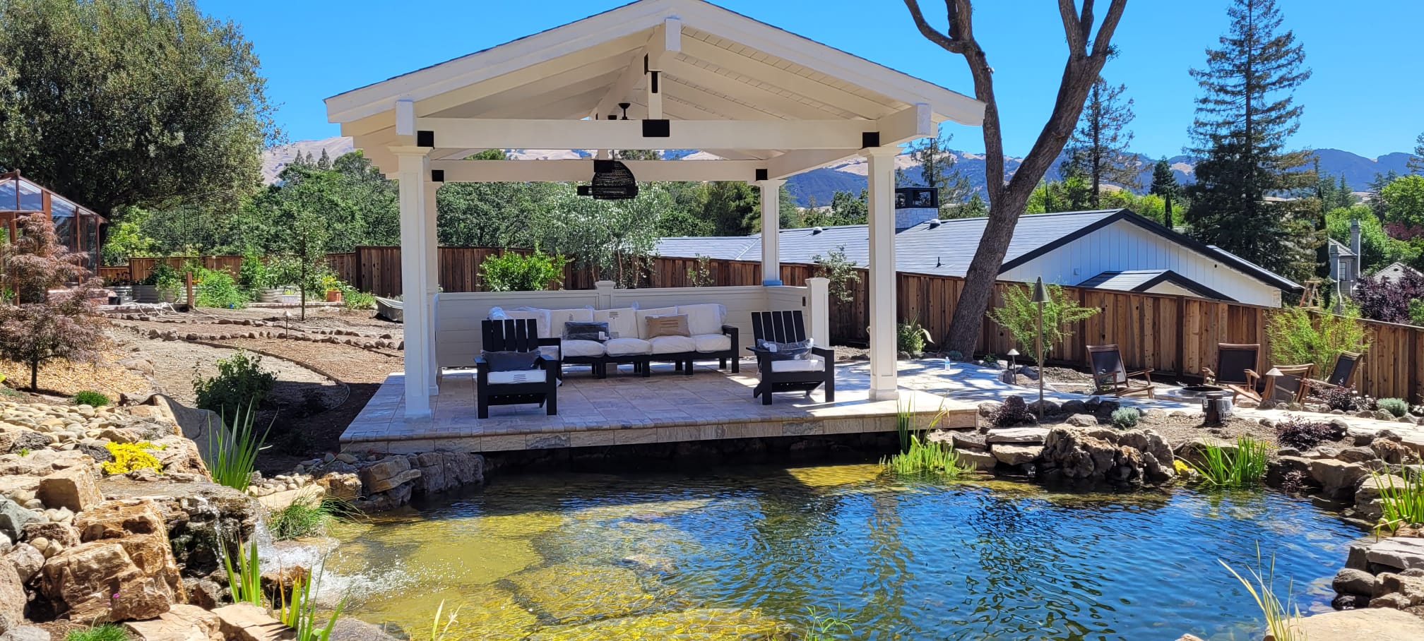 Custom cabana in Alamo next to a pond